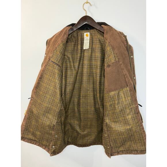 Vintage Carhartt Chore Coat Mens L Blanket Lined Barn Jacket Brown Outdoor - Picture 10 of 11